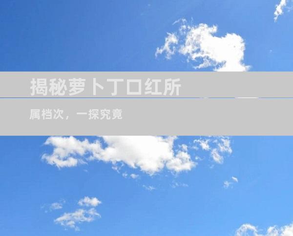 揭秘萝卜丁口红所属档次，一探究竟